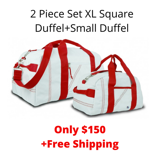 SailorBags 2 Piece Set XL Square Duffel+ Small Duffel 1 Day/ 2 Day Duffel Set