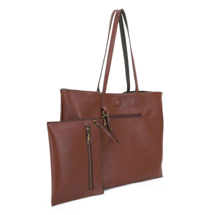 Liz Soto Julie Premium vegan leather Reversible Tote Bag +Wristlet