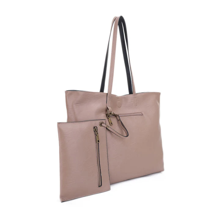 Liz Soto Julie Premium vegan leather Reversible Tote Bag +Wristlet