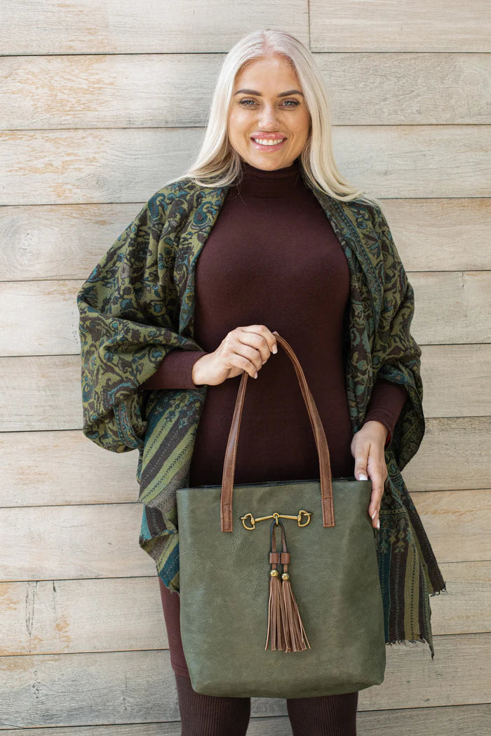 Liz Soto Jane Premium vegan leather tote bag 2 bags in 1 Horsebit