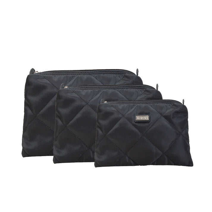 Hadaki Vegan 3 Piece Set Travel Quilted Zip Carry All Pod