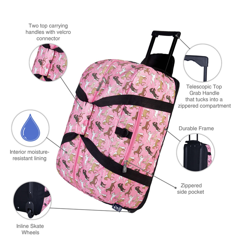Wildkin Kids Rolling Duffel Bag - Strong Suitcases-Vegan Luggage