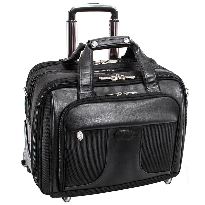 McKlein Chicago 17" Nylon Patented Detachable -Wheeled Laptop Overnight with Removable Briefcase