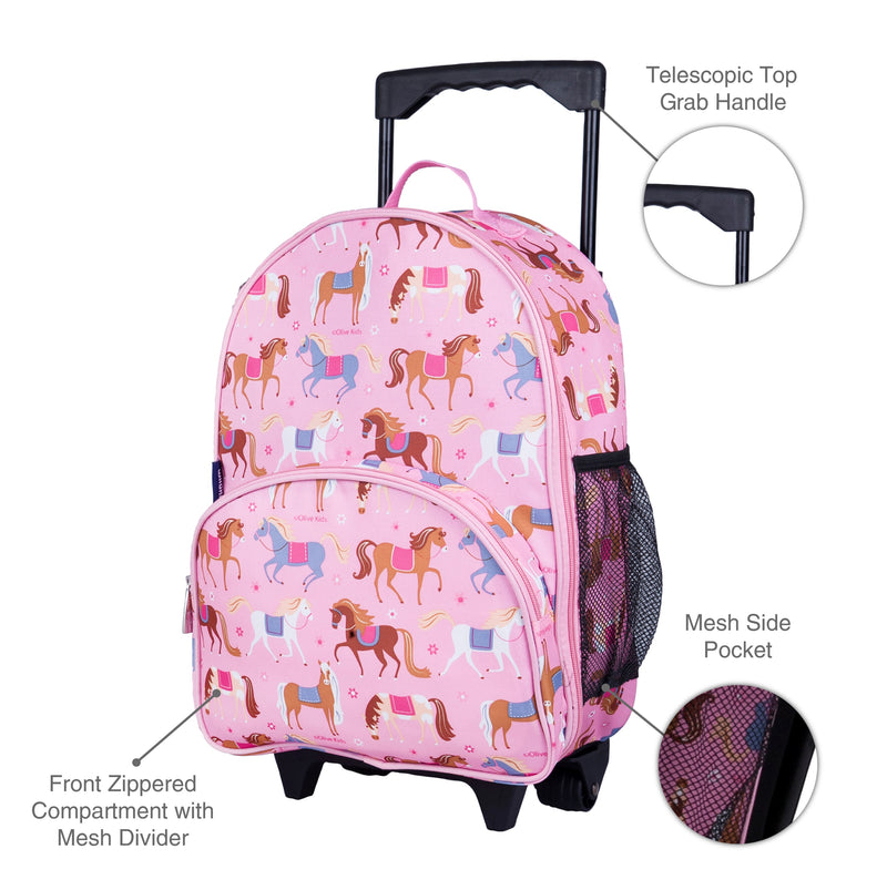 Wildkin Kids Rolling Luggage Under-seat Carry-on 16" Age: 3-10 - Strong Suitcases-Vegan Luggage