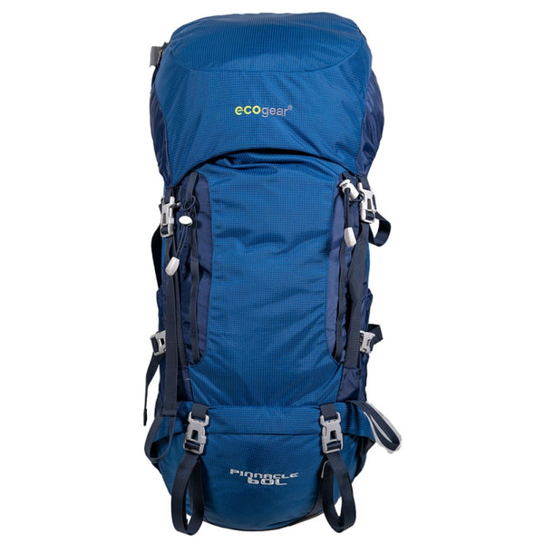 Ecogear Pinnacle 60L lightweight  Hiking Backpack With Rain Cover+Free Bottle - Strong Suitcases-Vegan Luggage