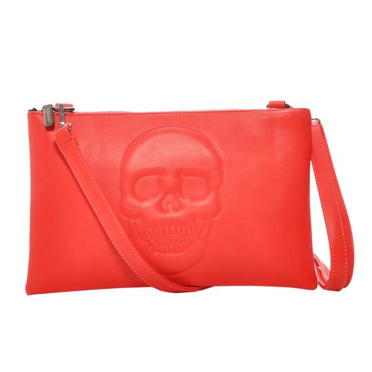 Mechaly Women's Skully Vegan Leather Skull Clutch Crossbody Handbag