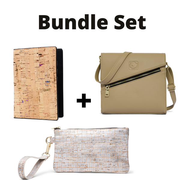 White Rhino Shoulder bag+ Wristlet+ Passport Wallet Bundle Set