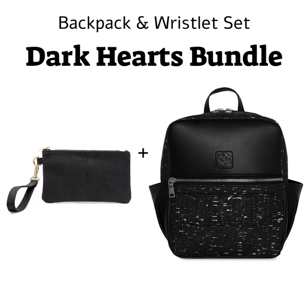 White Rhino Dark Hearts Bundle Backpack & Wristlet Set