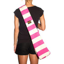 Vine Street Market USA Pink Wide Stripe Large Canvas Fashionable Shoulder Bag Carryall Tote - Strong Suitcases-Vegan Luggage