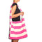 Vine Street Market USA Pink Wide Stripe Large Canvas Fashionable Shoulder Bag Carryall Tote - Strong Suitcases-Vegan Luggage