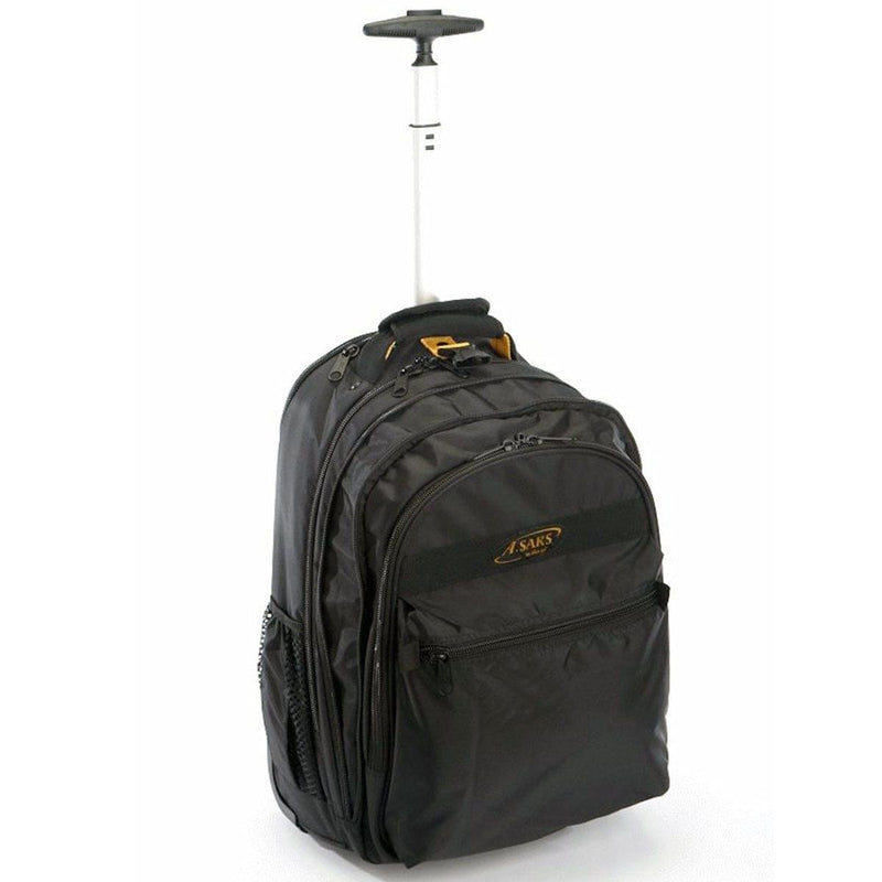 A. Saks DXL Work or School Expandable Black Wheeled Laptop Backpack - Strong Suitcases-Vegan Luggage