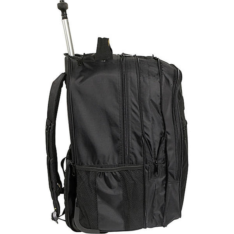 A. Saks DXL Work or School Expandable Black Wheeled Laptop Backpack - Strong Suitcases-Vegan Luggage