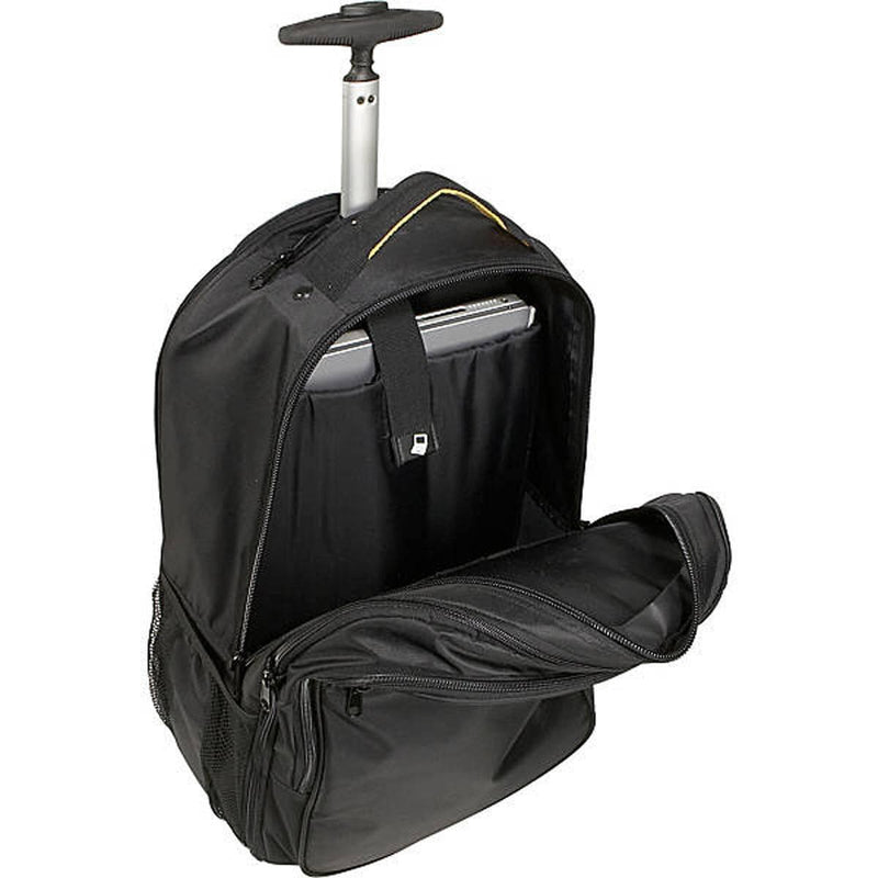 A. Saks DXL Work or School Expandable Black Wheeled Laptop Backpack - Strong Suitcases-Vegan Luggage